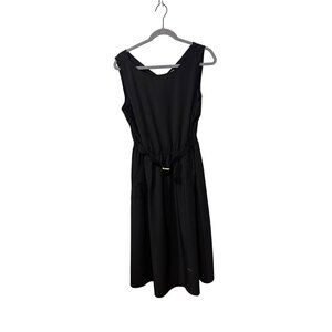 Calvin Klein Black Sleeveless Midi Dress With V-Back & Belted Waist Size 12